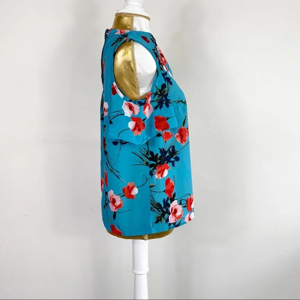 Japna top flower front keyhole cold shoulder S - Picture 4 of 6